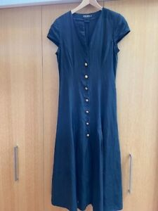 Escada Margaretha Ley Black Linen Dress, Size 38
