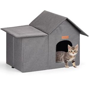 Outdoor Cat House, Weatherproof Outside Cat Shelter for Feral Cats with Remov...