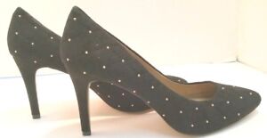 Ann Taylor Classic Heels Black Material Quilted with Silver Bead Accents 9.5m