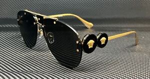 VERSACE VE2250 100287 Gold Dark Grey Women's 63 mm Sunglasses