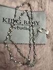 King Baby 3 Silver 1 Cubic Zirconia  Pattern MB Cross Chain Necklace Silver .925