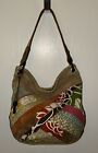 Fossil Slouch Hobo Purse Leather Suede Canvas Patchwork ZB2848 w/key!