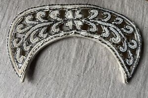 Vintage 1930 -40s Pearl White & Silverl Beaded  Headpiece Wedding Veil