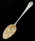 Antique 1892 English Elkington Sterling Silver Gold Wash Fruit Serving Spoon