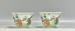 New ListingA Pair Fine Chinese Hand Painting Famille Rose Porcelain Personality Cup