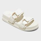 Women's Marcy Two-band Buckle Footbed Sandals - A New Day Cream 8