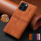 For iPhone 15 Pro Max 14 13 12 11 XS XR Magnetic Leather Card Wallet Case Cover