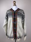 Dale Of Norway Women's Setesdal Cardigan Sweater White Knit Wool Buckle Size L