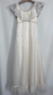 Vintage Wedding Dress SCOTTLAND Size small ruffle empire waist BEAUTIFUL! lace