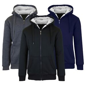 Men's Heavy Weight Sherpa Fleece Lined Hoodie Sweater Jacket - Full Zip - S-XXL
