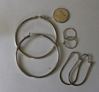 925 Sterling Silver Earrings 3-Pair Hoop Lot
