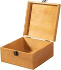 Wooden Storage Box Container with Hinged Lid and 7.7 x 7.7 x 3.9 Vintage
