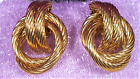 Vintage Givenchy Paris New York_Door Knocker_Twisted Gold Tone_Clip-On Earrings