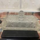 New ListingVintage Avon Clear Pressed Glass Cape Cod Waves Covered Butter Dish