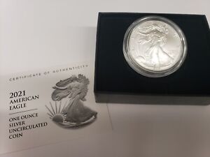 2021-W Burnished Uncirculated American Silver Eagle Coin OGP/COA 21EGN