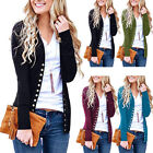 Women's Soft Snap Button Front V-Neck Long Sleeve Knit Cardigan Sweater S-2XL