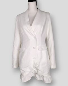 NEW FOREVER 21 White Ruffle Blazer Mini Dress Size M