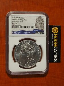 2021 CC PRIVY MORGAN SILVER DOLLAR NGC MS70 FIRST DAY OF ISSUE LABEL CARSON CITY