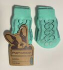 New Pup Crew Puppy Dog Socks Blue Cable Knit with Anti-Slip Pads Size XS / S