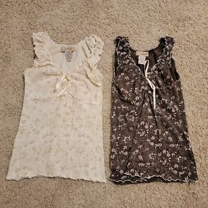 Younique Vintage 90s Babydoll Shirts Lot Of 2 Y2k Floral Size Small S Cotton