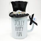 Rae Dunn Frosty The Snowman JOLLY HAPPY FUN Mug with Top Hat Topper Lid NEW