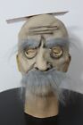 FURRY FACE MASK Old Man Gray Mustache Vinyl Halloween Adult Senior Costume