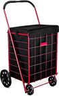 Folding Grocery Basket Cart Shopping Wheel Large Utility Laundry18