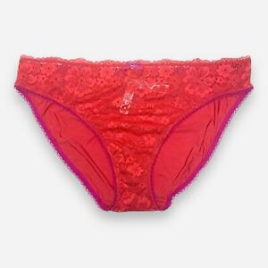 Victoria’s Secret Underwear Panties Panty Bikini XL Red Lace Satin Stretch New