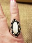 Sterling Silver Ring With Mother Of Pearl Size 6.5 Top Measures 1.07