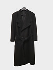 Vtg Fidelity Outerwear Black Wool blend Long Trench Coat Women's XL? ( 47