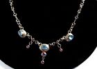 Vintage Gemstone Necklace Sterling Silver Blue Topaz Purple Amethyst 18