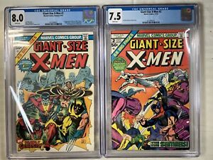 X-Men Giant-Size #1 CGC 8.0 & #2 CGC 7.5 Bronze, Marvel 1975 Graded 2/24 #RN