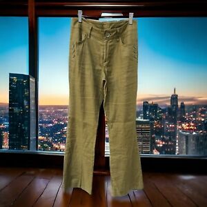 Cabi Olive Army Green Linen Blend Wide Leg Charlie Trousers Pants Size 2