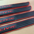 For Honda Civic 4PCS Rubber Car Door Scuff Sill Cover Panel Step Protectors Red (For: 2008 Honda Civic Si)