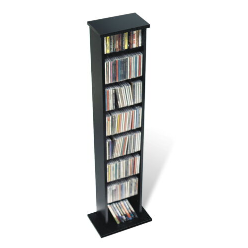 Slim Multimedia Storage Tower CD DVD Video Rack Stand Cabinet Organizer Shelves