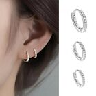Womens Silver Small Huggie Hoop Earrings CZ Crystal Plated 925 Sterling Silver