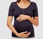 $48 NOM Maternity Women's Black Maternity/Nursing Pajama Top Sleepwear Size L