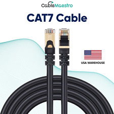 CAT7 Black Ethernet Cable LAN Copper Patch Cord Shielded Wire Gaming 6-200FT Lot