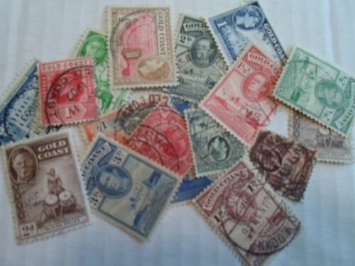 Collection lot 17 different stamps of the old Gold Coast - now Ghana