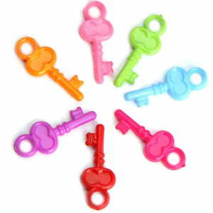 200 7/8'' Mixed Color Plastic Key- Charms-  Small Bird Toy Parts- Jewelry