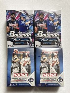 2 Topps  2023 Bowman Platinum Baseball Blaster Box 8 Packs + 2 Of 2021 72 Cards