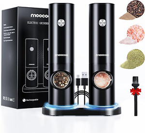Mocoo Upgraded Electric Salt and Pepper Grinder Set with Fast Rechargeable B...