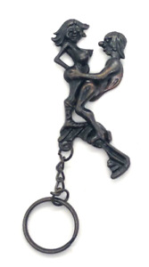 NOS Funny Man & Woman Making Love Position Novelty Keychain Keyring