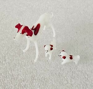Vintage Hand Blown Murano Style Art Glass Dog Greyhound with Puppies Figurines