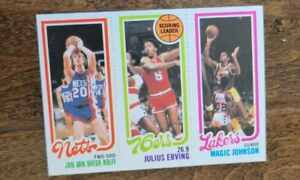 1980-81 TOPPS ROOKIE CARD MAGIC JOHNSON ERVING VAN BREDA KOLFF LAKERS # 139