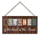 Kitchen is The Heart of the Home - Hanging Wood Plaque with Rope Inspirationa...