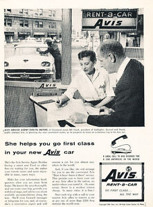 1958 Avis Rental Ford Evelyn Meyers - Vintage Advertisement Car Print Ad J483