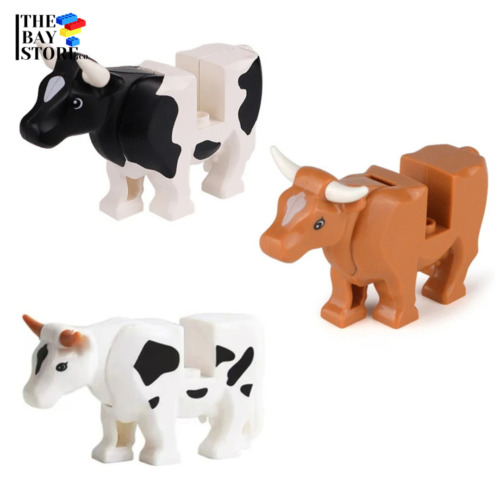 Cow Minifigures Farm Animal Ranch Cattle Buffalo with Horns For Lego