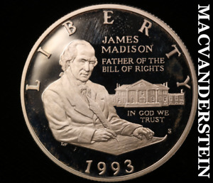 1993-S James Madison Commemorative Silver Half Dollar - Choice Gem Proof  #V354