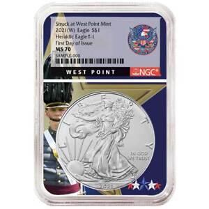 2021 (W) $1 Type 1 American Silver Eagle NGC MS70 FDI West Point Core